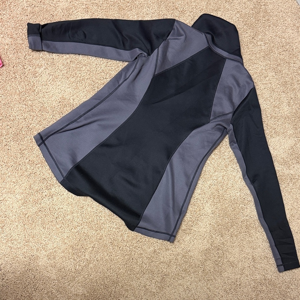 CAbi Black & Gray Bomber-Style Asymmetric Zip Jacket